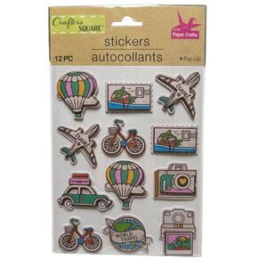 Crafters square pop up Travel Themed  stickers 12 pc NEW